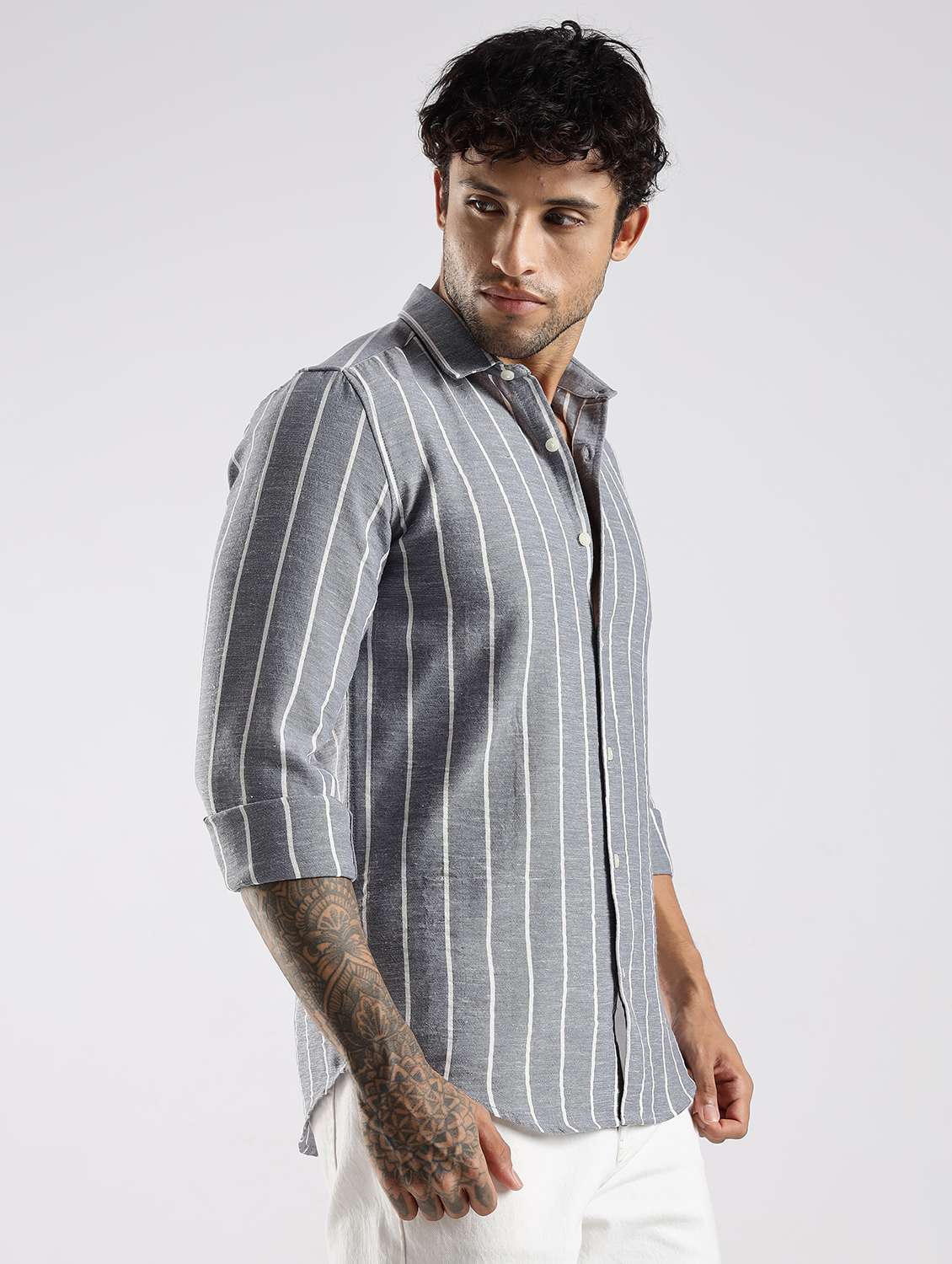 men striped long sleeve regular fit casual shirt - 22086635 -  Standard Image - 5