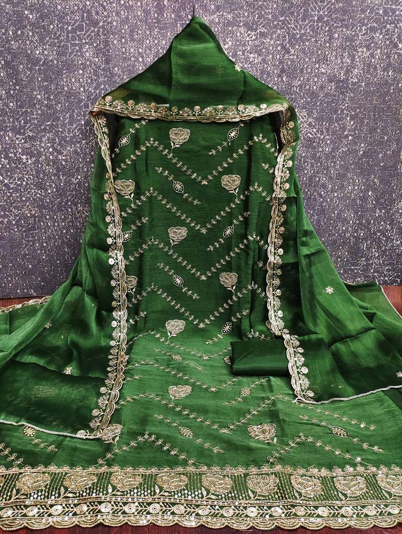 women solid wiith work embroidered unstitched suit set - 22086671 -  Standard Image - 3