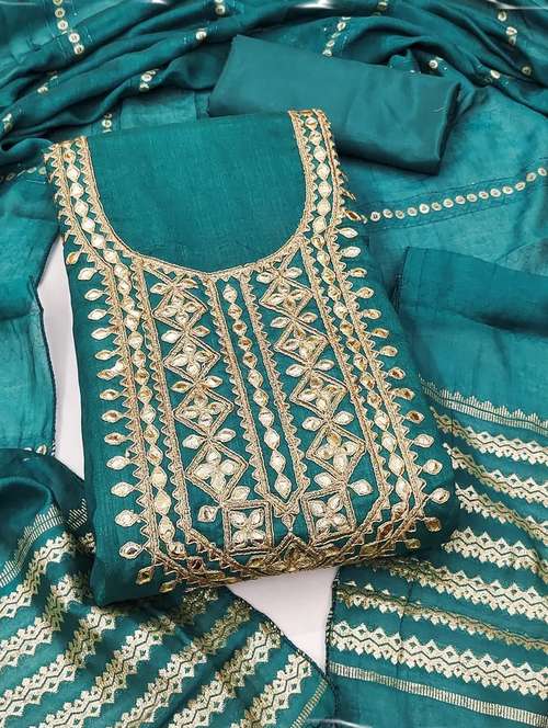 women solid wiith work embroidered unstitched suit set - 22086674 - Standard Image - 0