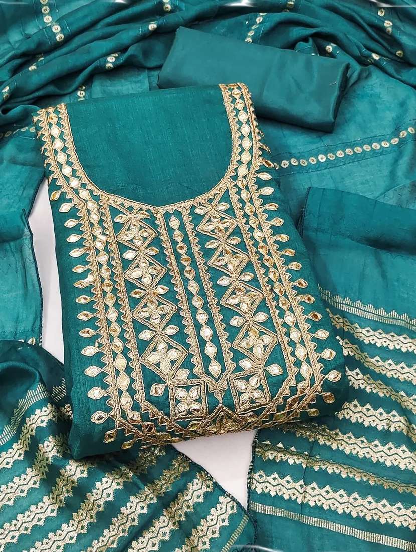 women solid wiith work embroidered unstitched suit set - 22086674 - Zoom Image - 0