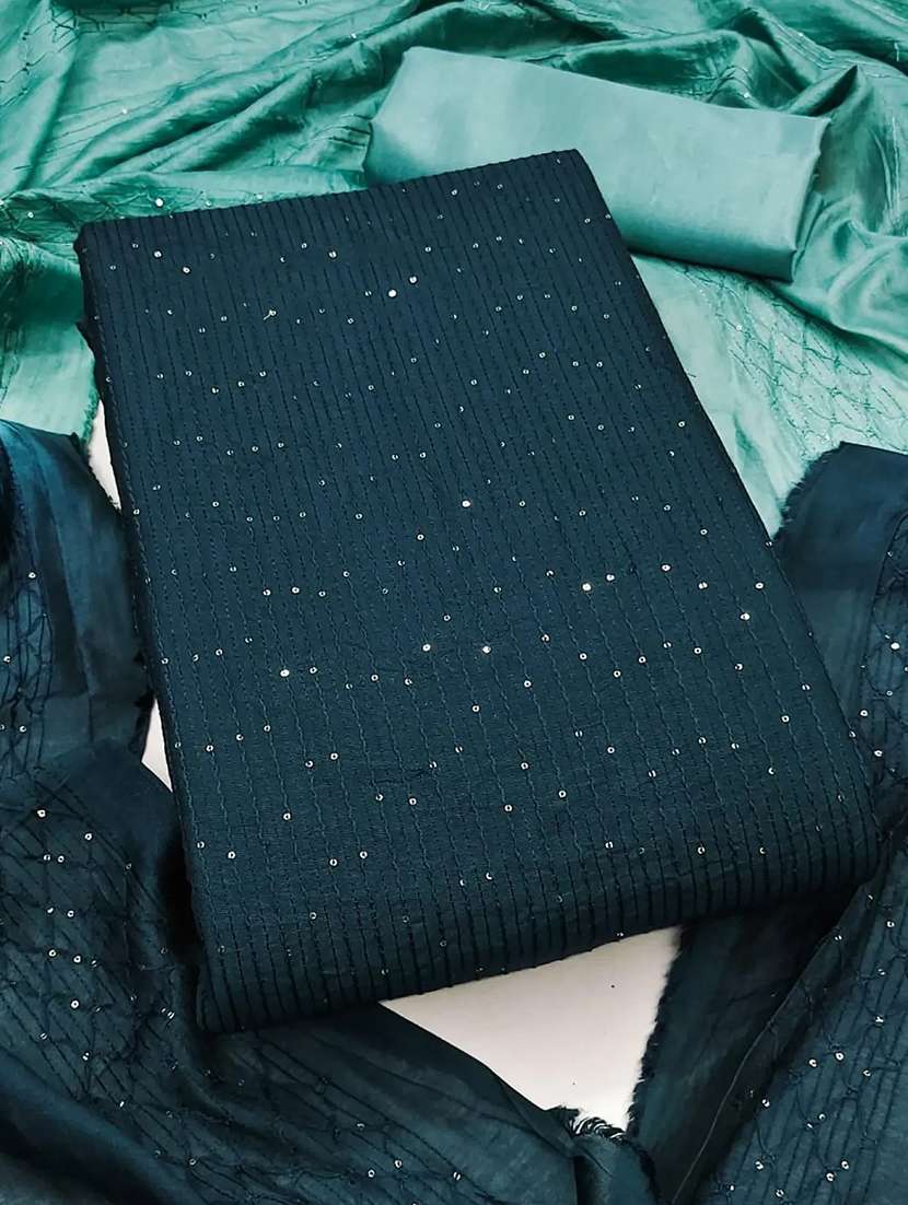 women solid wiith work embroidered unstitched suit set