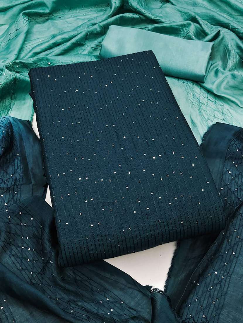 women solid wiith work embroidered unstitched suit set - 22086685 -  Standard Image - 3