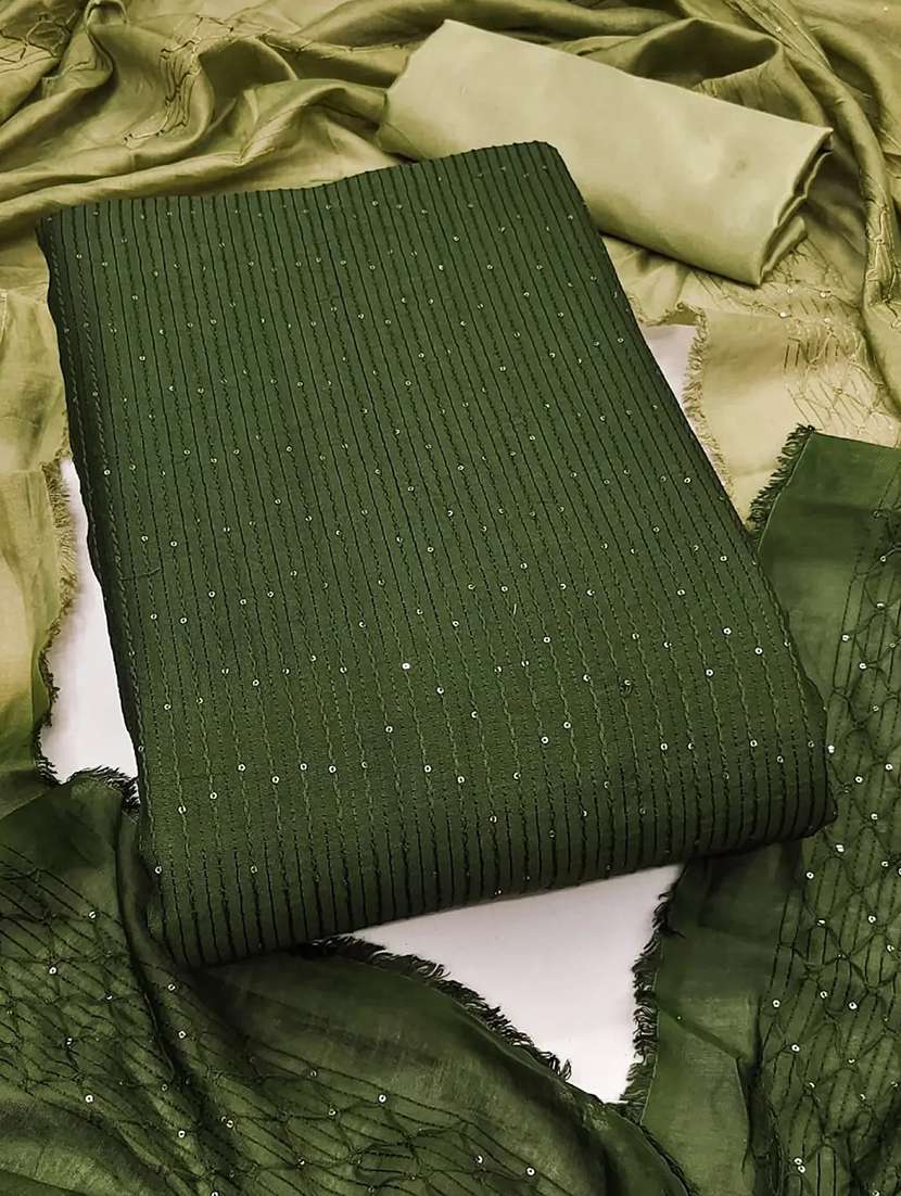 women solid wiith work embroidered unstitched suit set