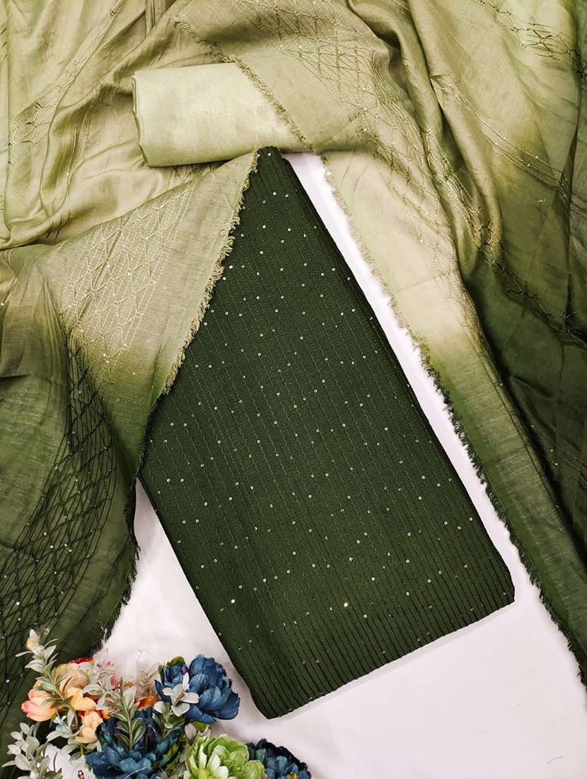 women solid wiith work embroidered unstitched suit set - 22086686 -  Standard Image - 3