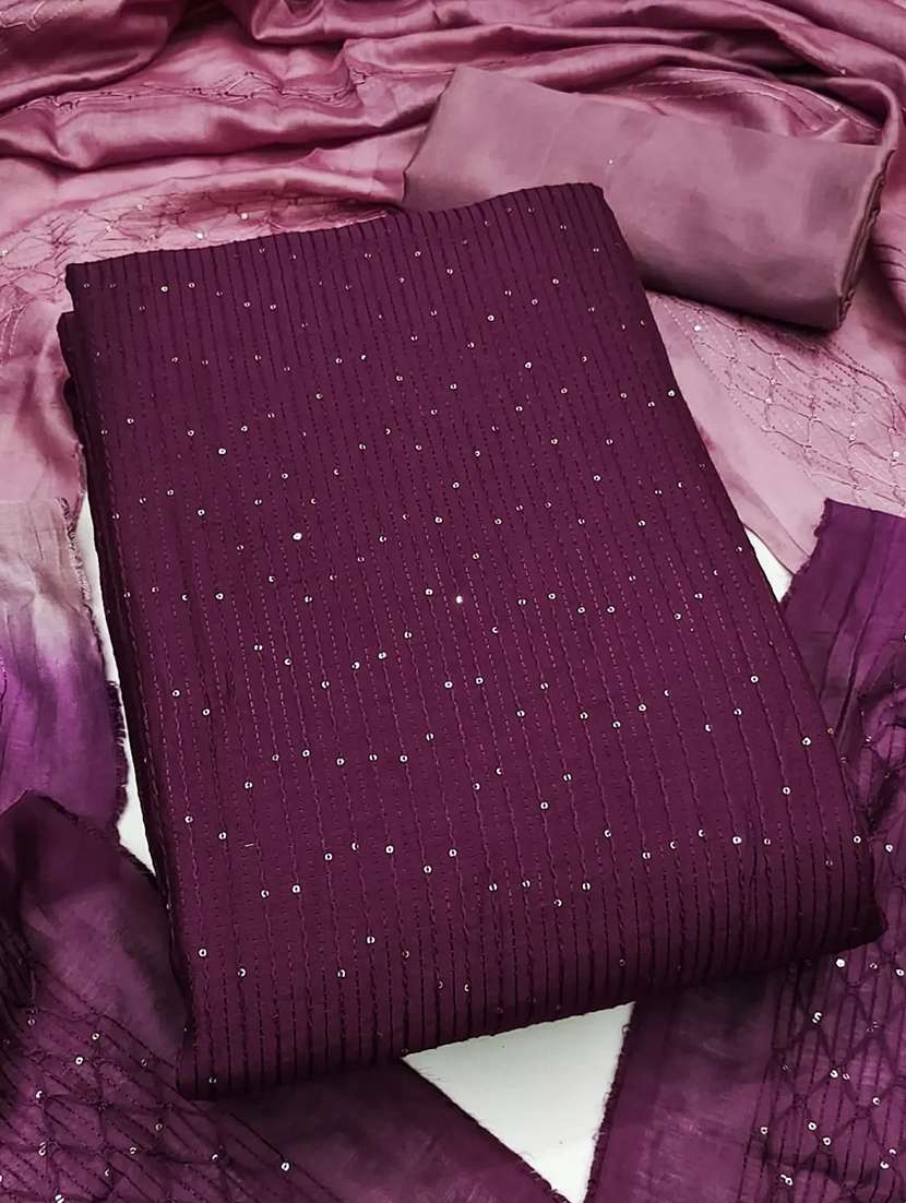 women solid wiith work embroidered unstitched suit set
