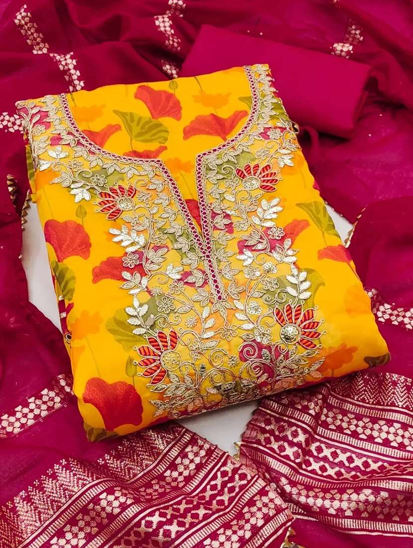 women floral embroidered unstitched suit set