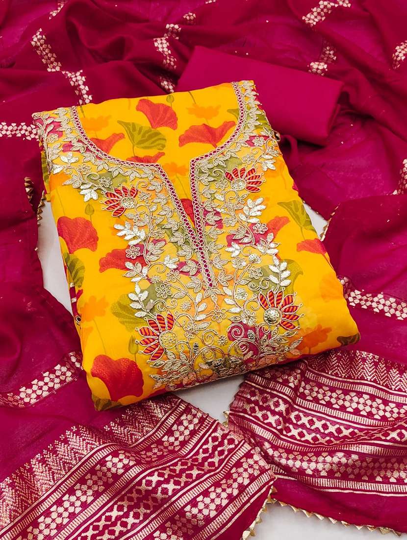 women floral embroidered unstitched suit set - 22086688 -  Standard Image - 3