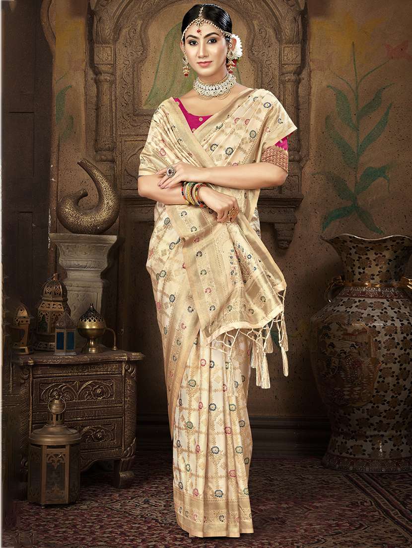 women self design banarasi saree with blouse