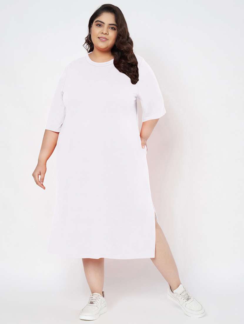 women plus size solid short sleeve t-shirt dress - 22086724 -  Zoom Image - 0