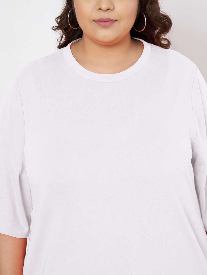 women plus size solid short sleeve t-shirt dress - 22086724 - Standard Image - 5