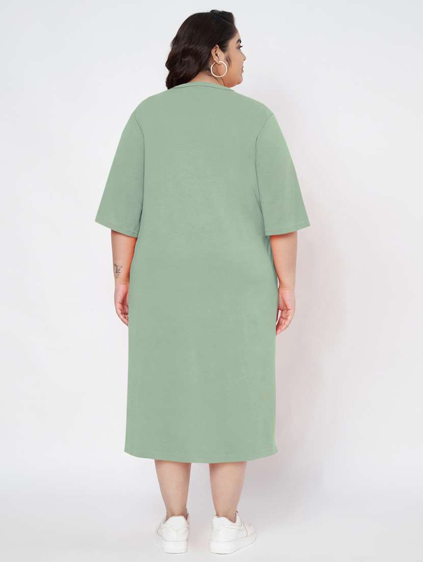 women plus size solid short sleeve t-shirt dress - 22086725 - Standard Image - 3