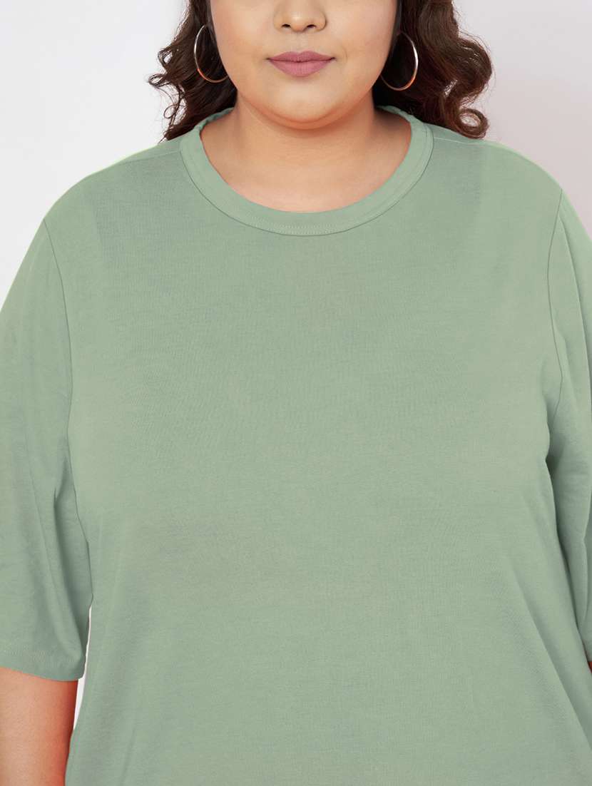 women plus size solid short sleeve t-shirt dress - 22086725 - Standard Image - 5