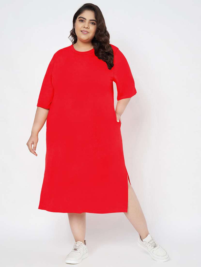 women plus size solid short sleeve t-shirt dress - 22086726 - Zoom Image - 0