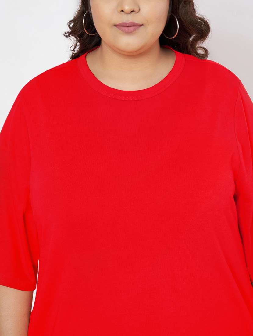 women plus size solid short sleeve t-shirt dress - 22086726 - Standard Image - 5