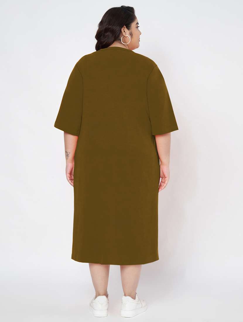 women plus size solid short sleeve t-shirt dress - 22086730 -  Standard Image - 3