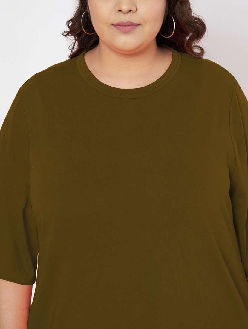 women plus size solid short sleeve t-shirt dress - 22086730 -  Standard Image - 5