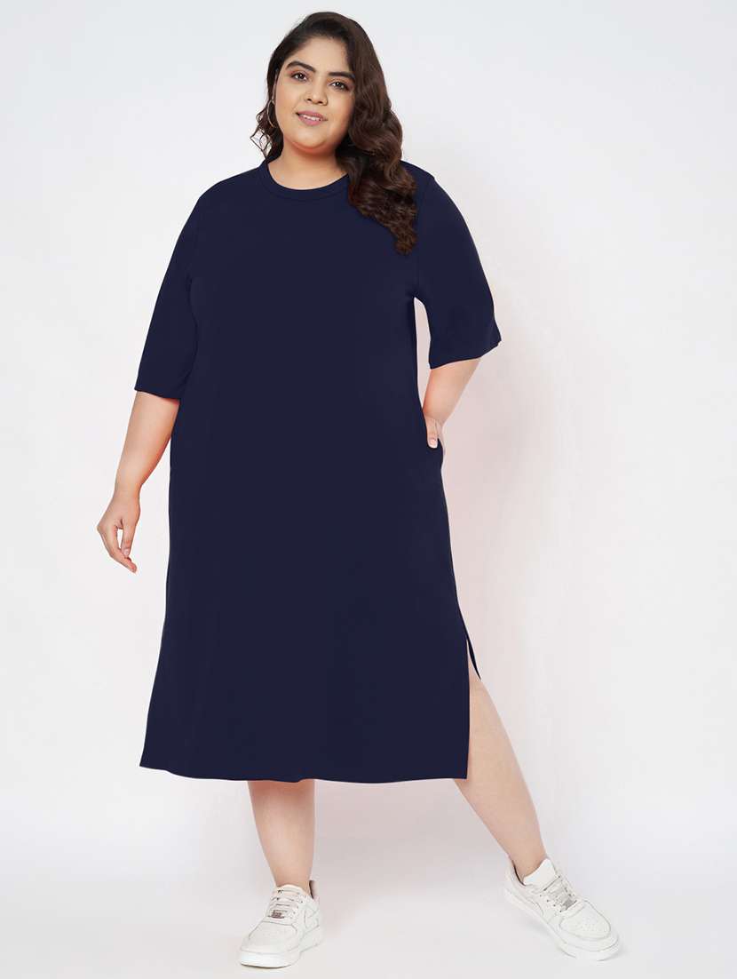 women plus size solid short sleeve t-shirt dress