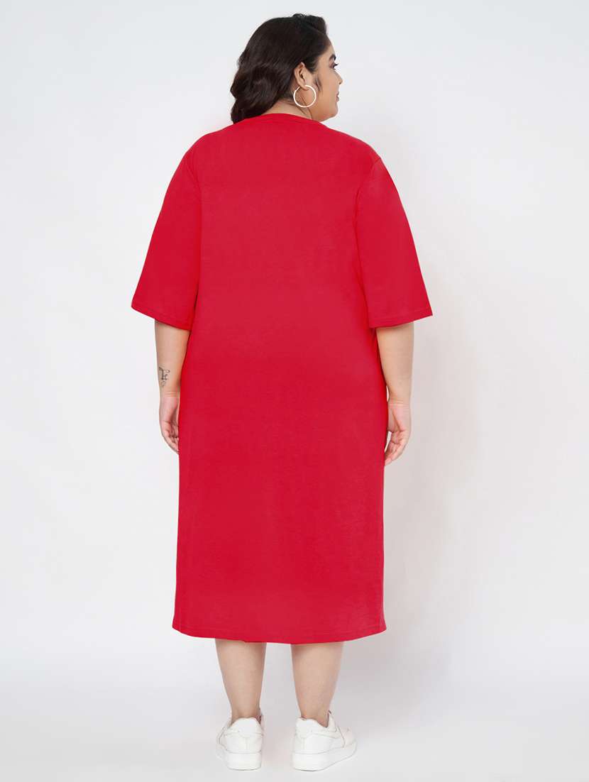 women plus size solid short sleeve t-shirt dress - 22086732 -  Standard Image - 3