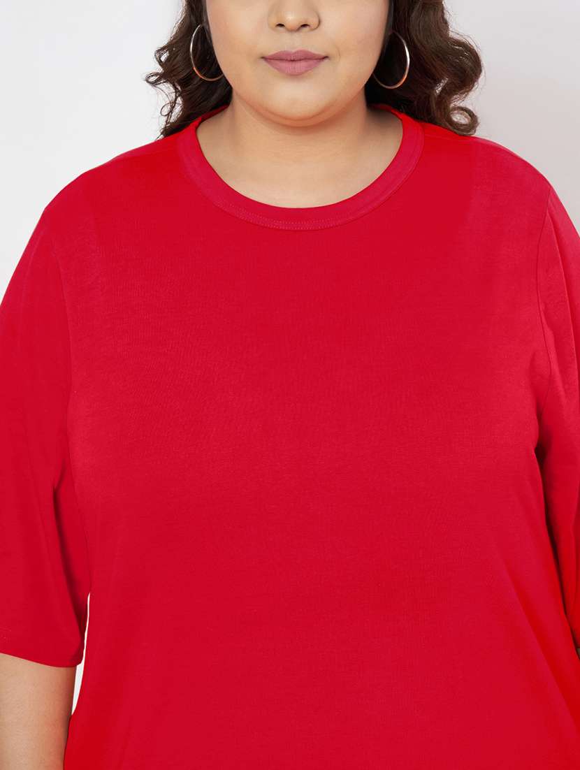 women plus size solid short sleeve t-shirt dress - 22086732 -  Standard Image - 5