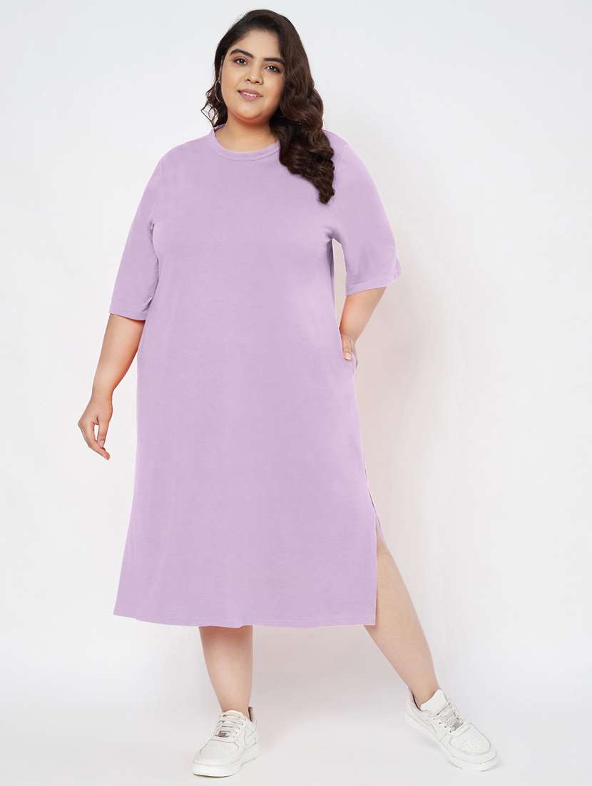 women plus size solid short sleeve t-shirt dress