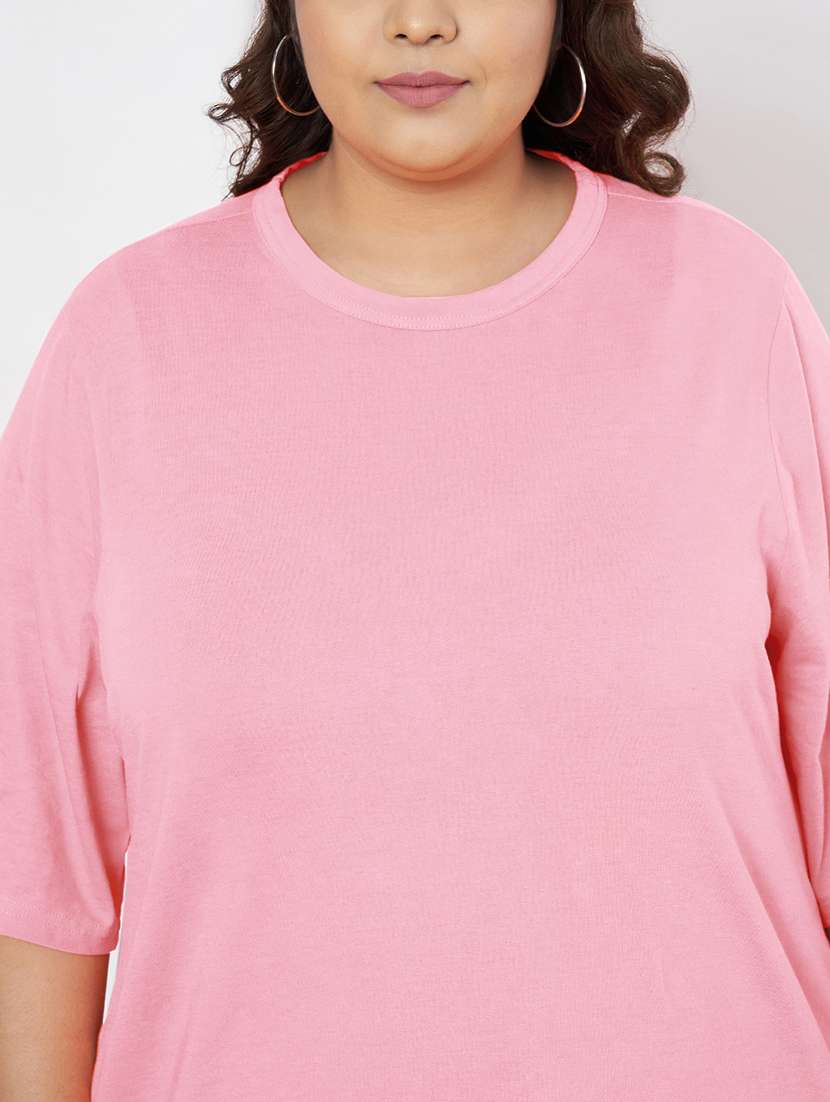 women plus size solid short sleeve t-shirt dress - 22086737 - Standard Image - 5