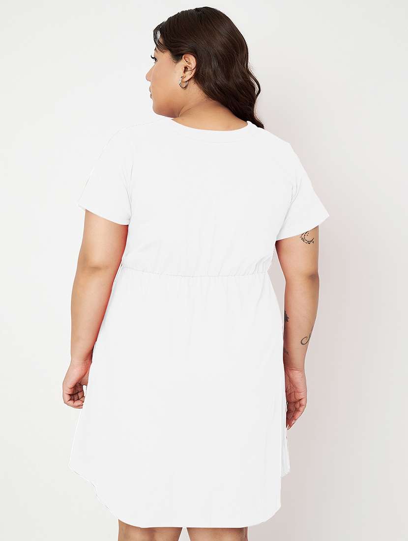 women plus size solid short a-line dress - 22086738 - Standard Image - 3