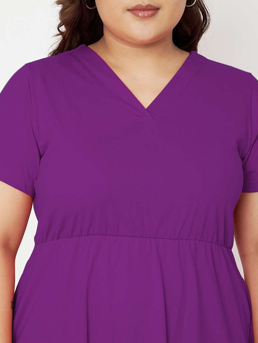 women plus size solid short a-line dress - 22086741 - Standard Image - 5