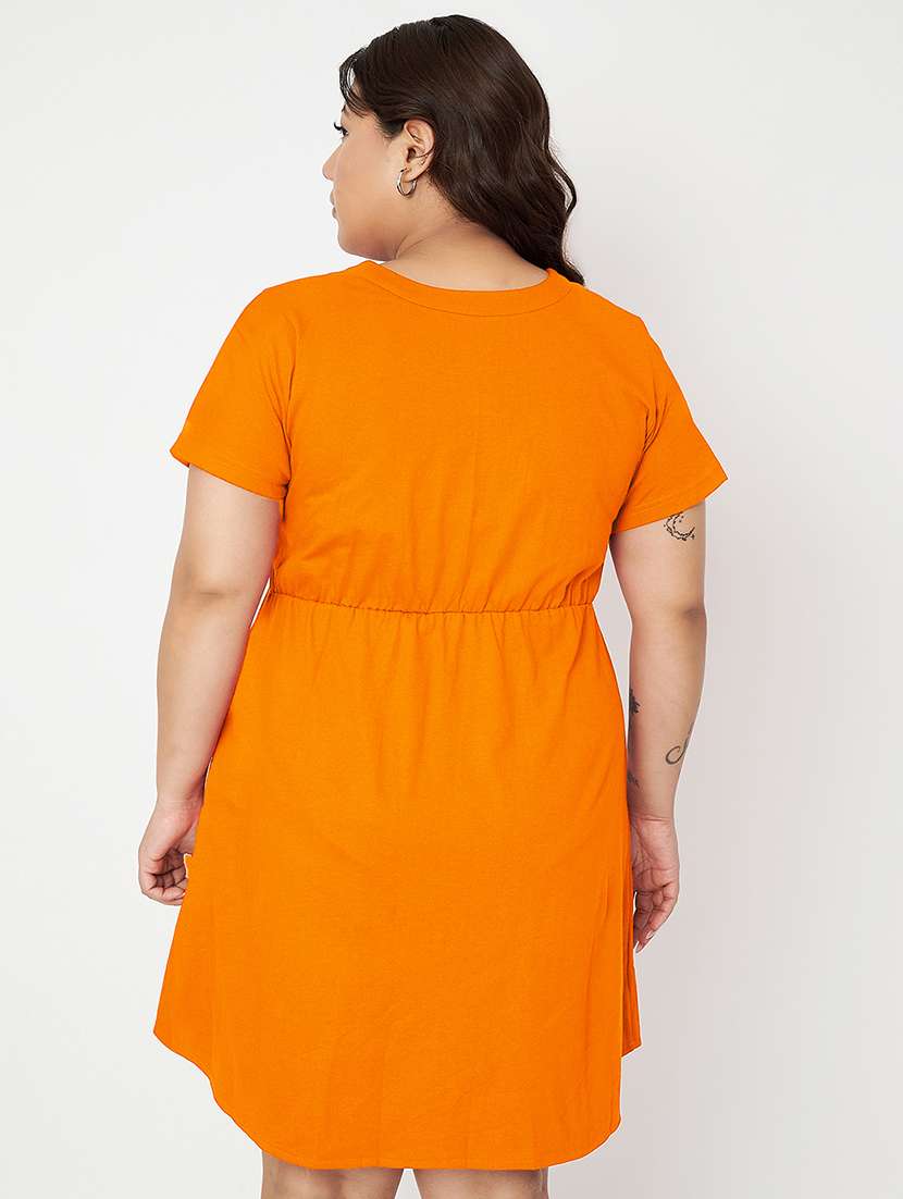 women plus size solid short a-line dress - 22086743 - Standard Image - 3