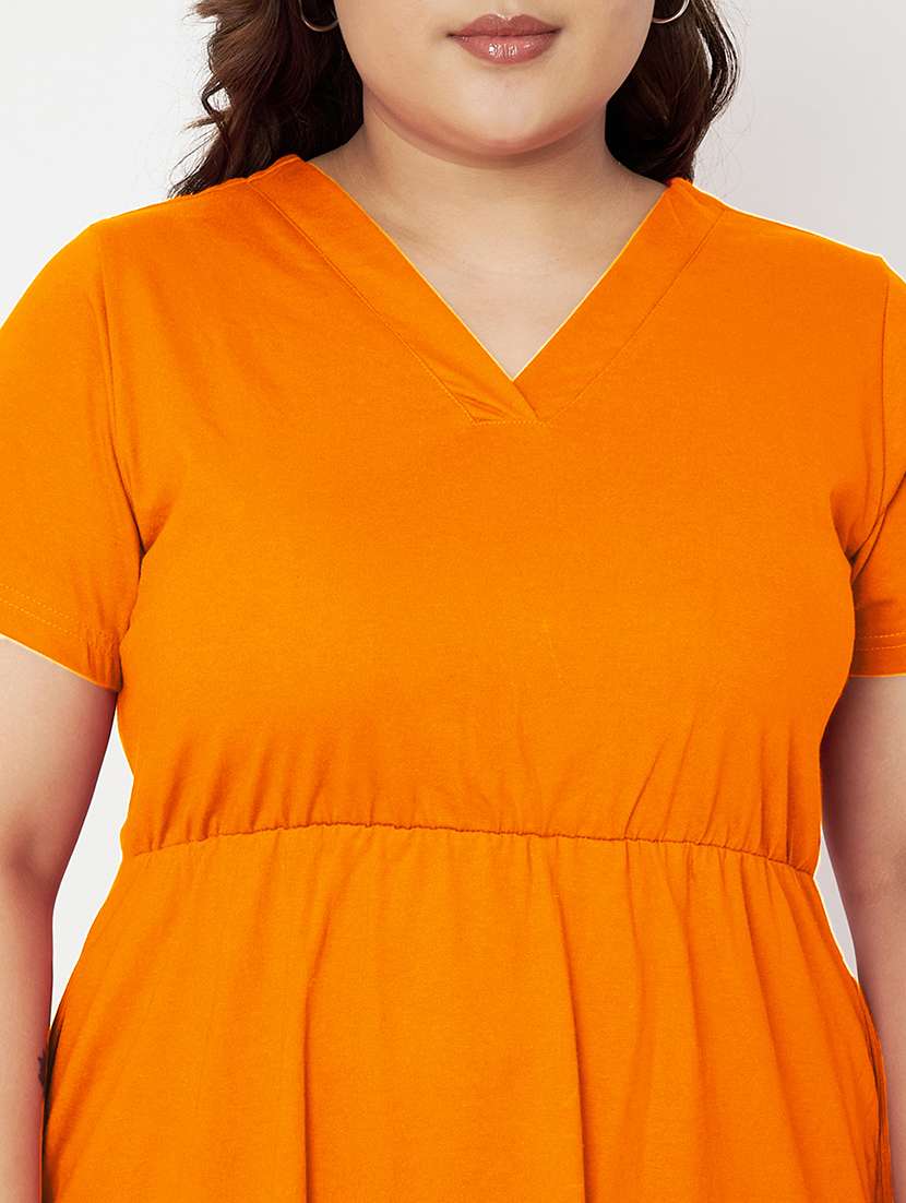 women plus size solid short a-line dress - 22086743 - Standard Image - 5