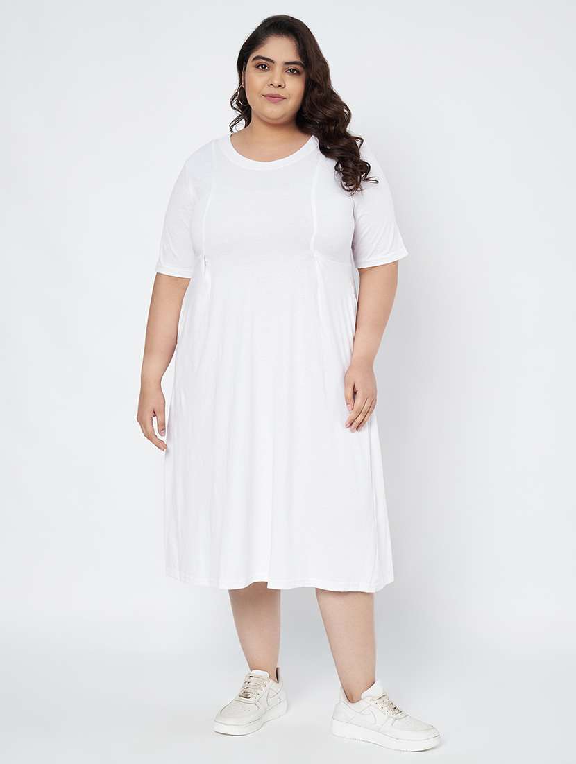 women plus size solid short a-line dress - 22086751 - Zoom Image - 0