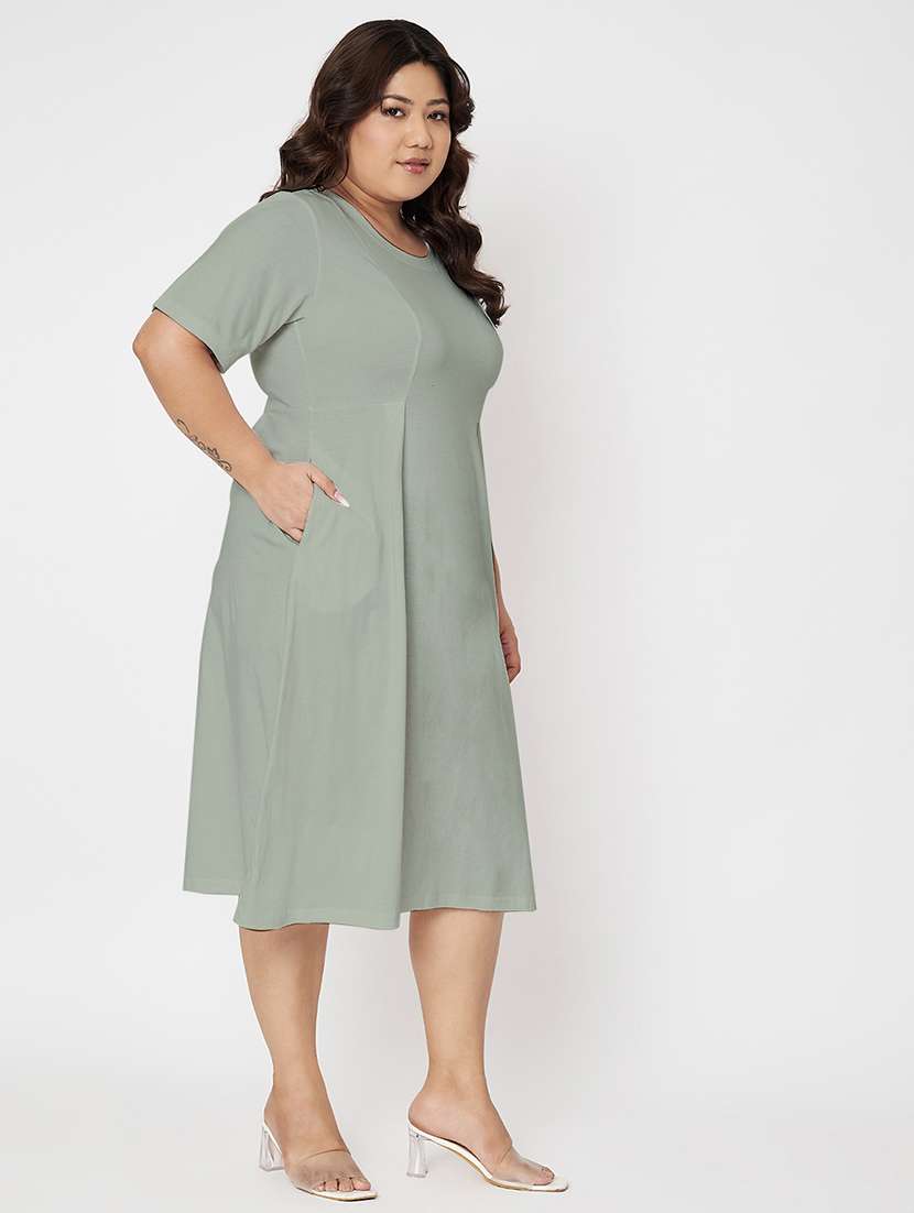 women plus size solid short a-line dress - 22086752 - Standard Image - 3