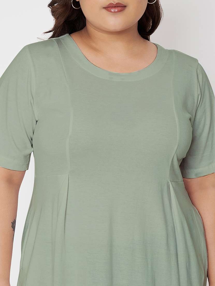 women plus size solid short a-line dress - 22086752 - Standard Image - 5