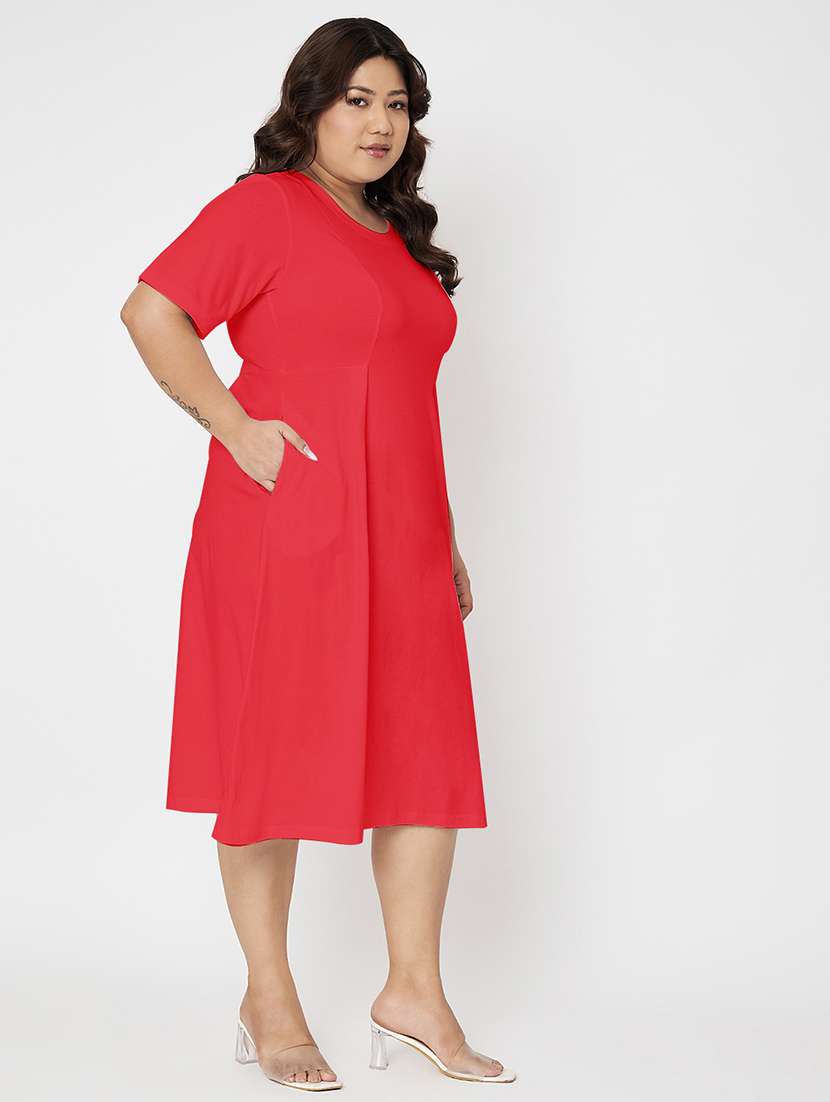 women plus size solid short a-line dress - 22086753 -  Standard Image - 3