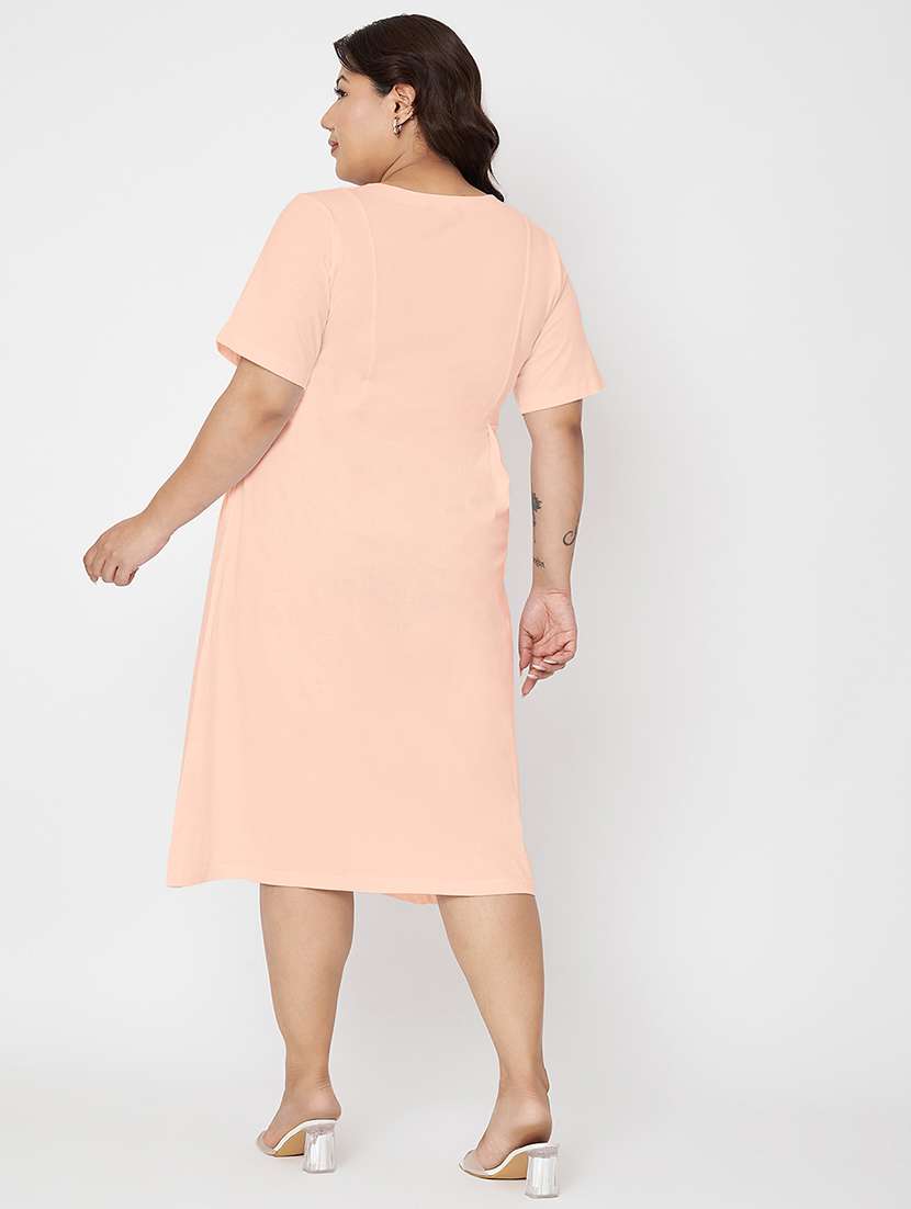 women plus size solid short sleeve a-line dress - 22086755 -  Standard Image - 3