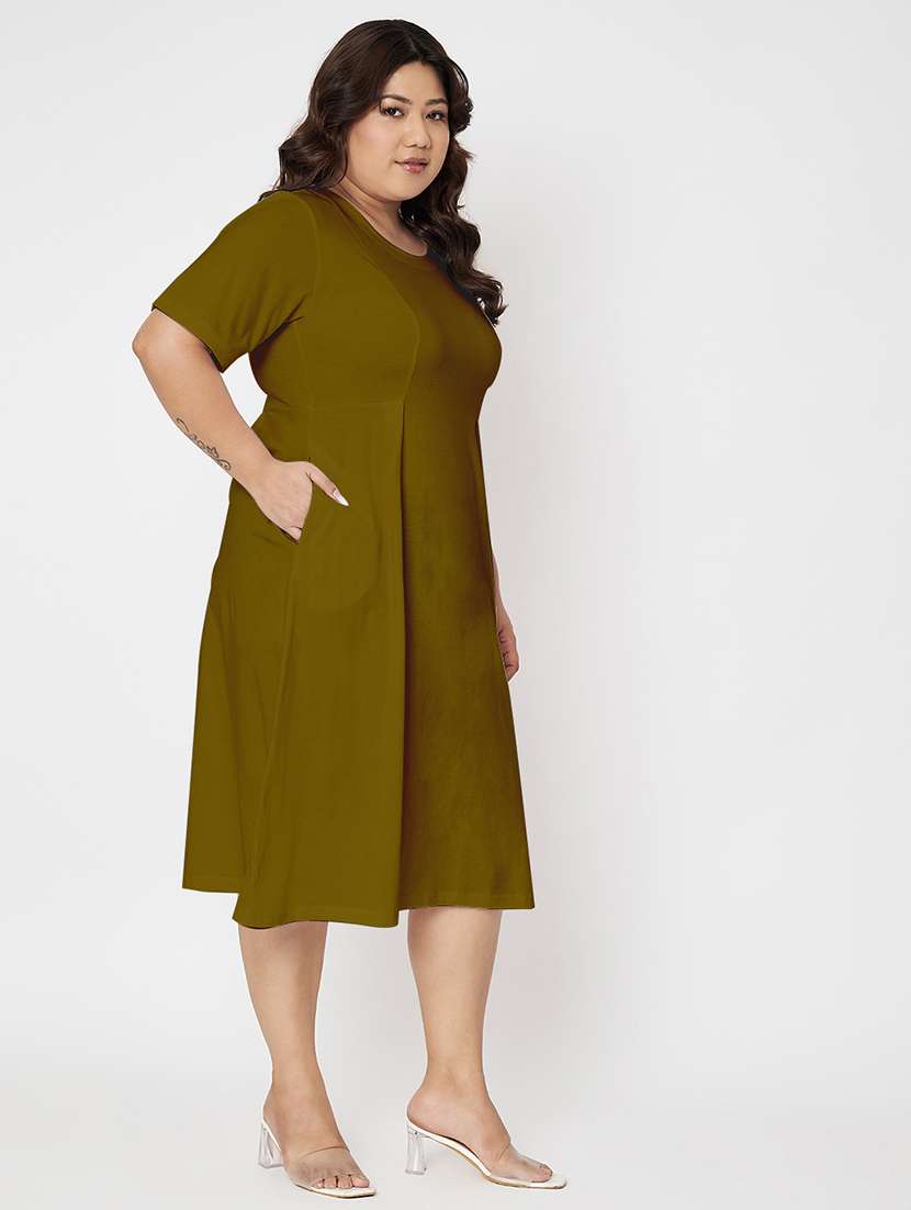 women plus size solid short sleeve a-line dress - 22086757 -  Standard Image - 3