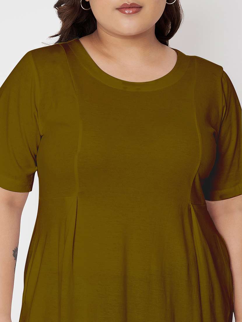 women plus size solid short sleeve a-line dress - 22086757 -  Standard Image - 5