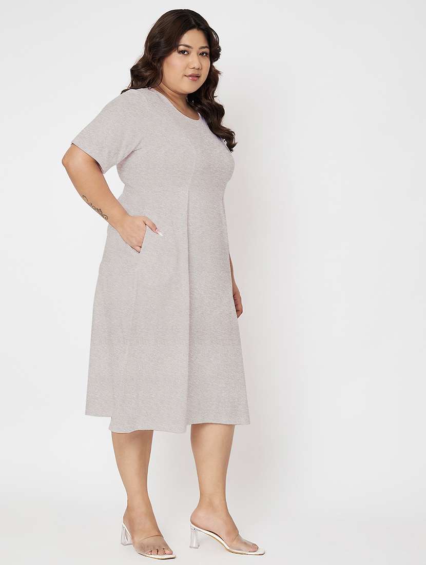 women plus size solid short sleeve a-line dress - 22086761 -  Standard Image - 3