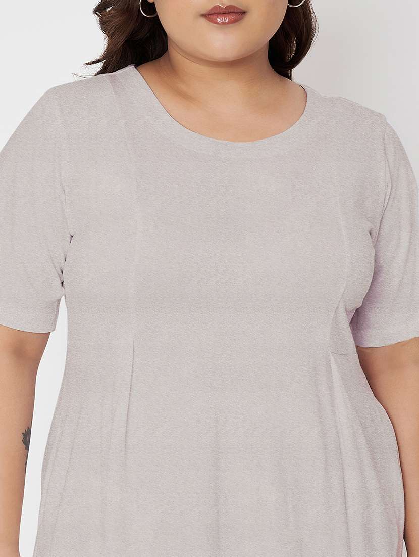 women plus size solid short sleeve a-line dress - 22086761 -  Standard Image - 5