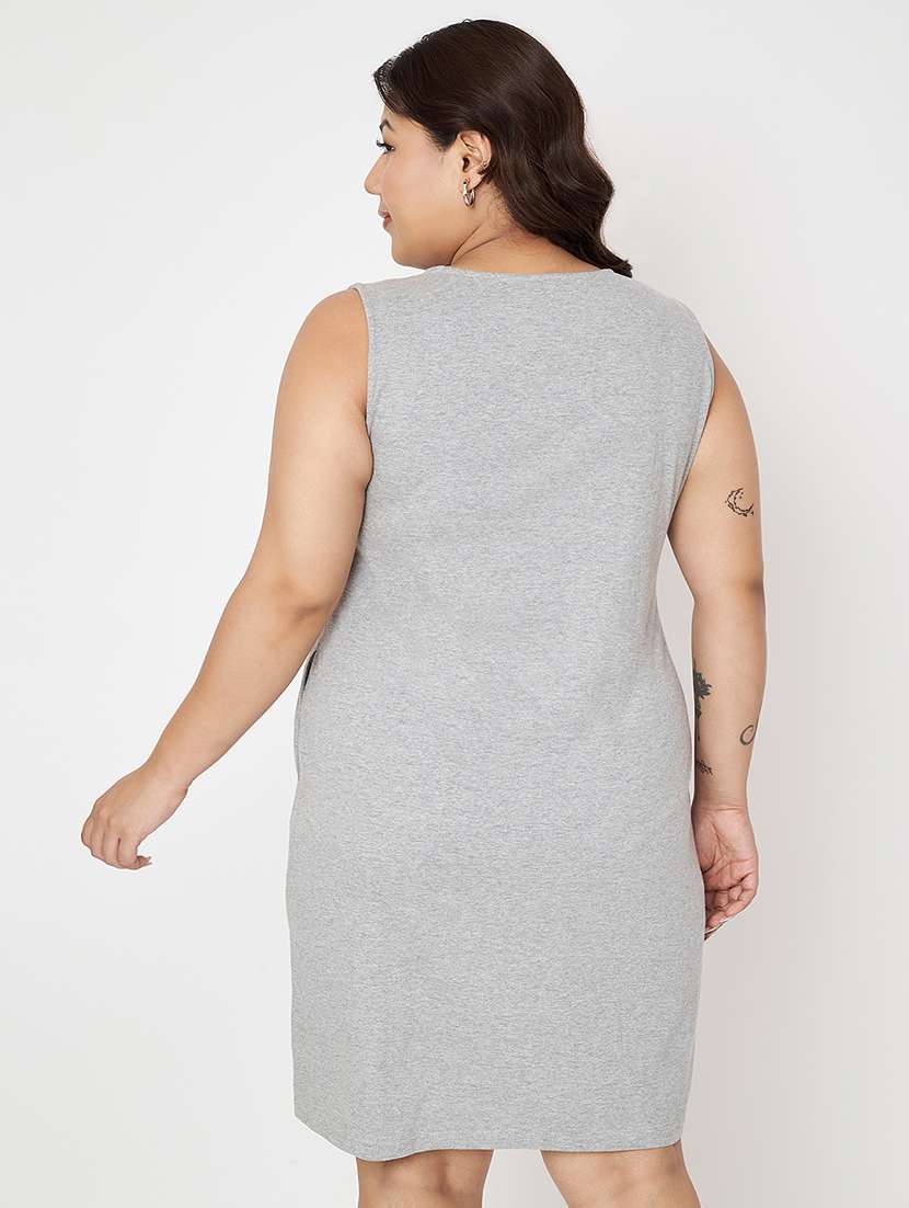 women plus size solid sleeveless a-line dress - 22086765 - Standard Image - 3
