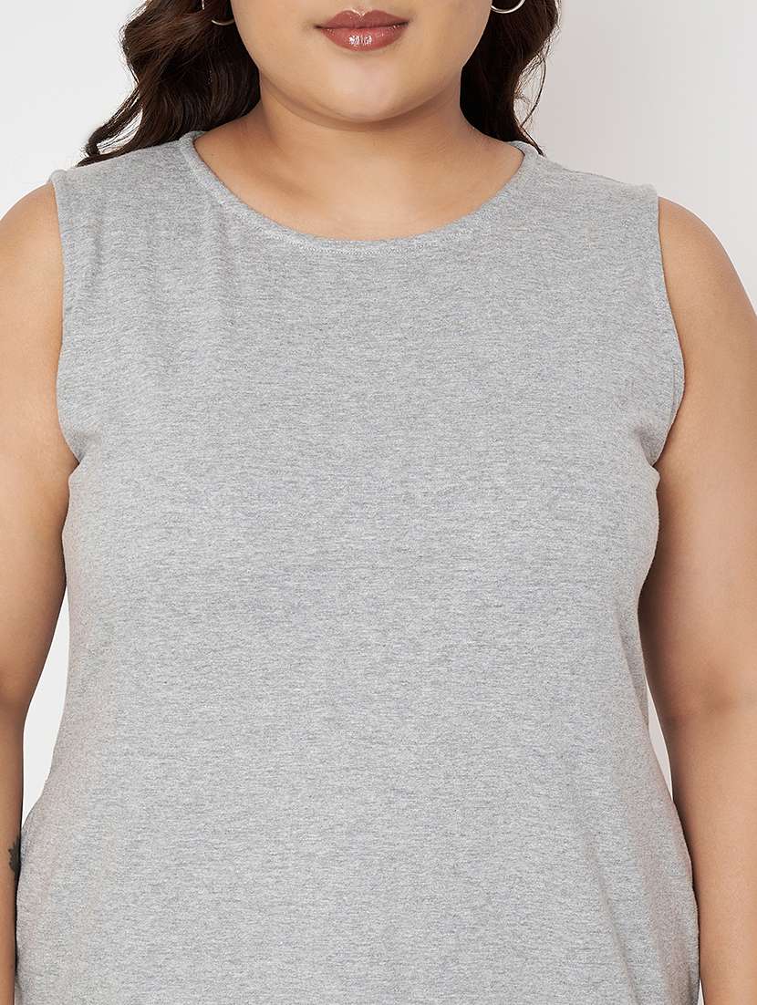 women plus size solid sleeveless a-line dress - 22086765 - Standard Image - 5