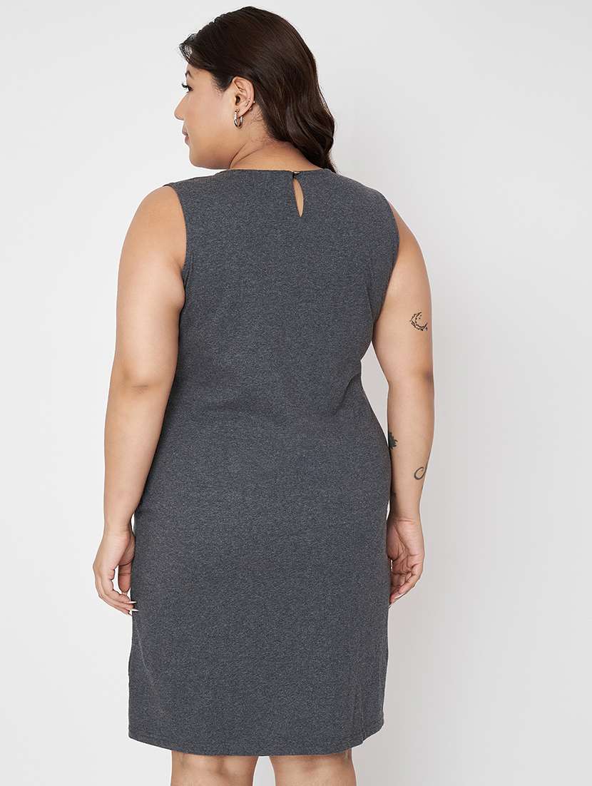 women plus size solid sleeveless a-line dress - 22086766 -  Standard Image - 3