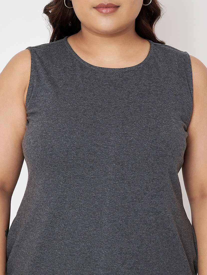 women plus size solid sleeveless a-line dress - 22086766 -  Standard Image - 5