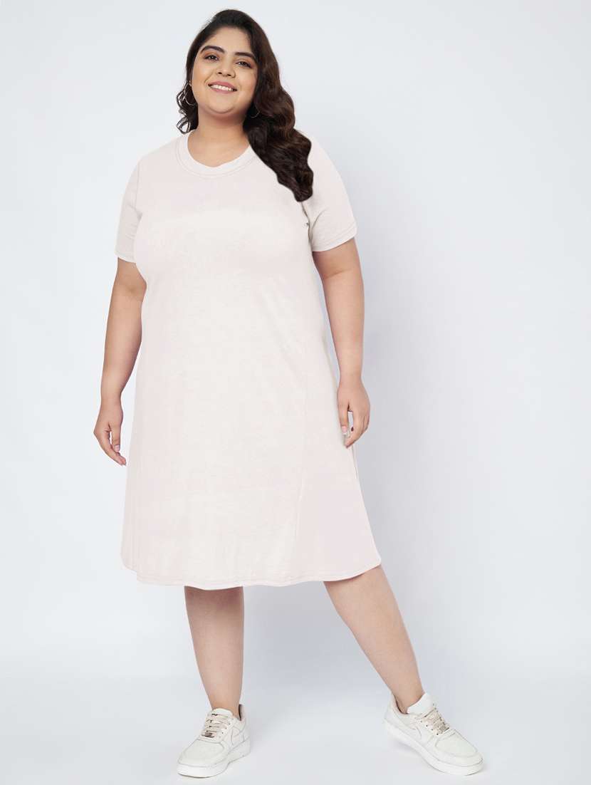 women plus size solid short sleeve a-line dress - 22086767 - Zoom Image - 0