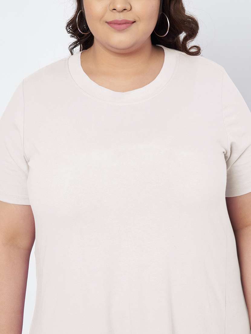 women plus size solid short sleeve a-line dress - 22086767 - Standard Image - 5