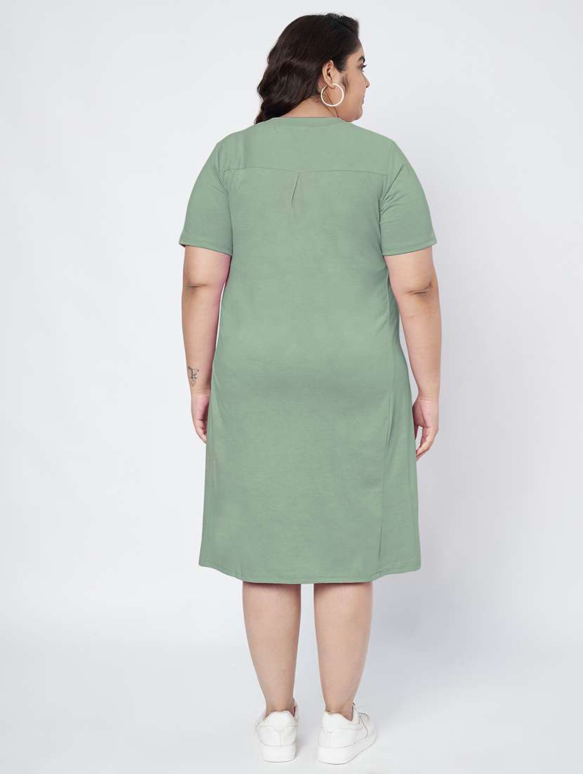 women plus size solid short sleeve a-line dress - 22086768 -  Standard Image - 3