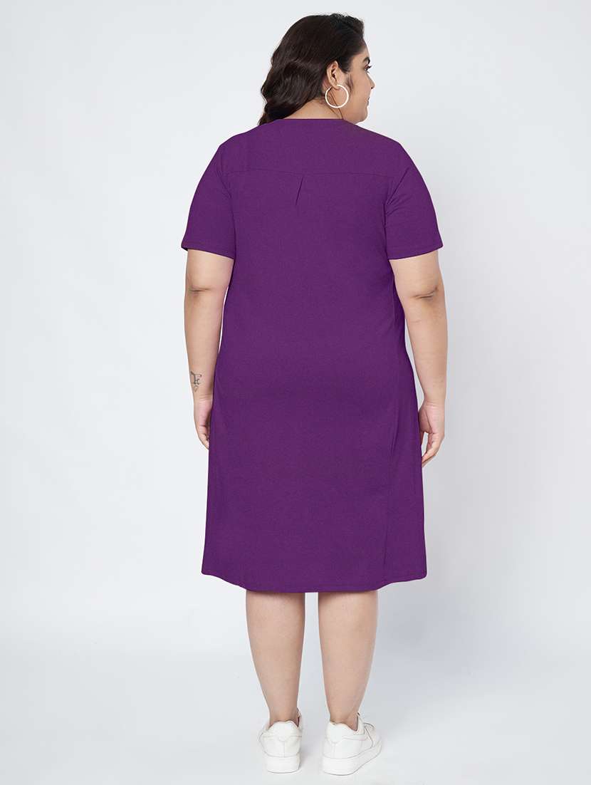 women plus size solid short sleeve a-line dress - 22086770 -  Standard Image - 3