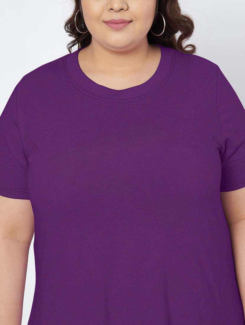 women plus size solid short sleeve a-line dress - 22086770 -  Standard Image - 5