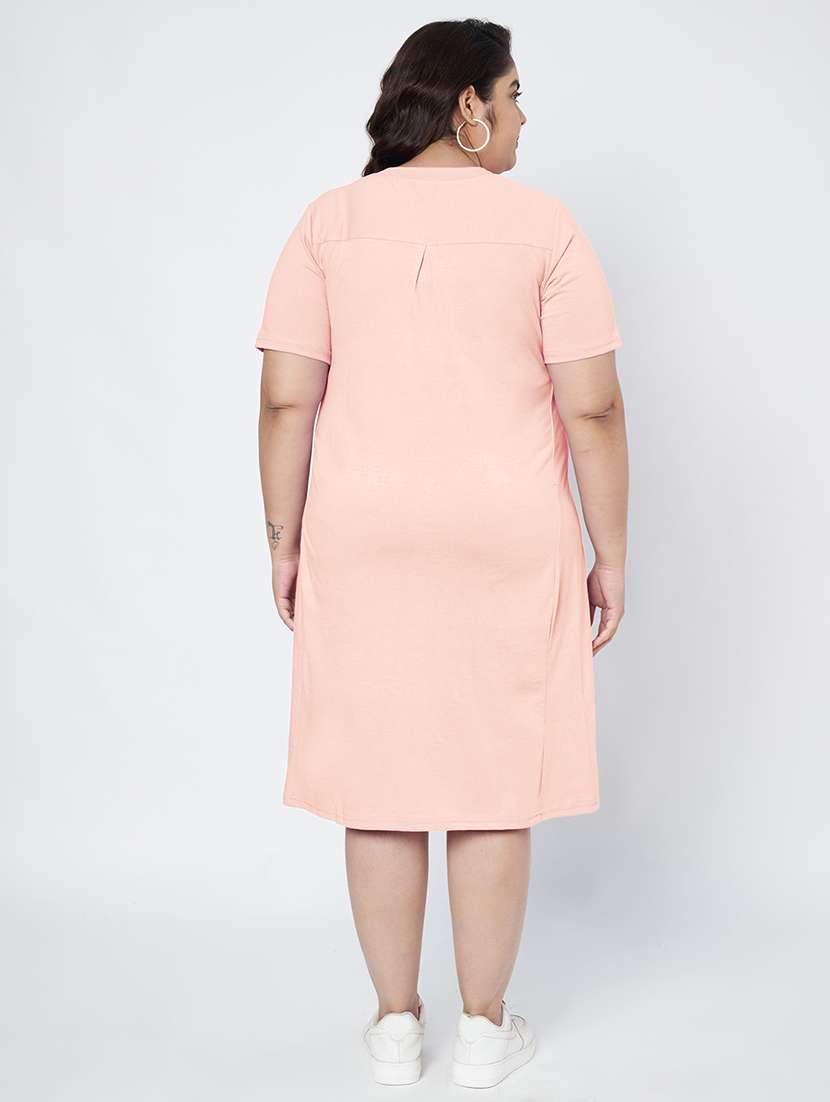 women plus size solid short sleeve a-line dress - 22086771 -  Standard Image - 3