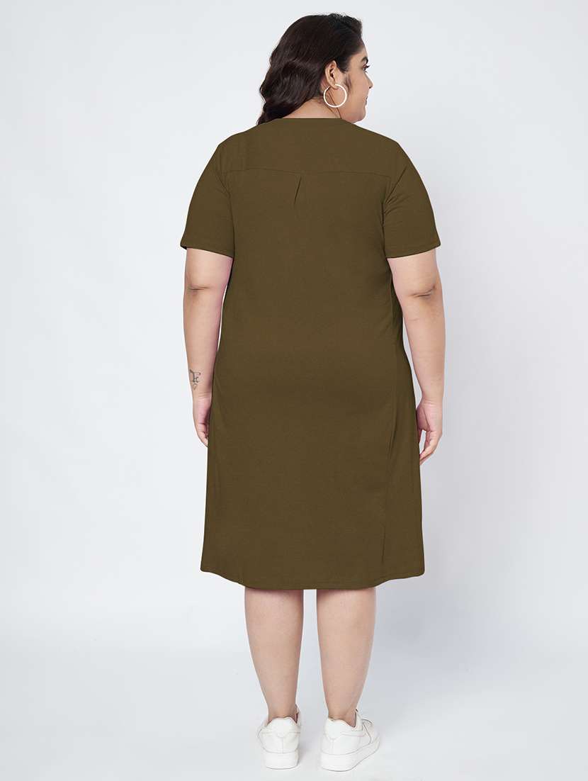 women plus size solid short sleeve a-line dress - 22086773 -  Standard Image - 5