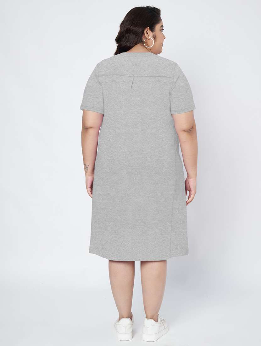 women plus size solid short sleeve a-line dress - 22086776 -  Standard Image - 3